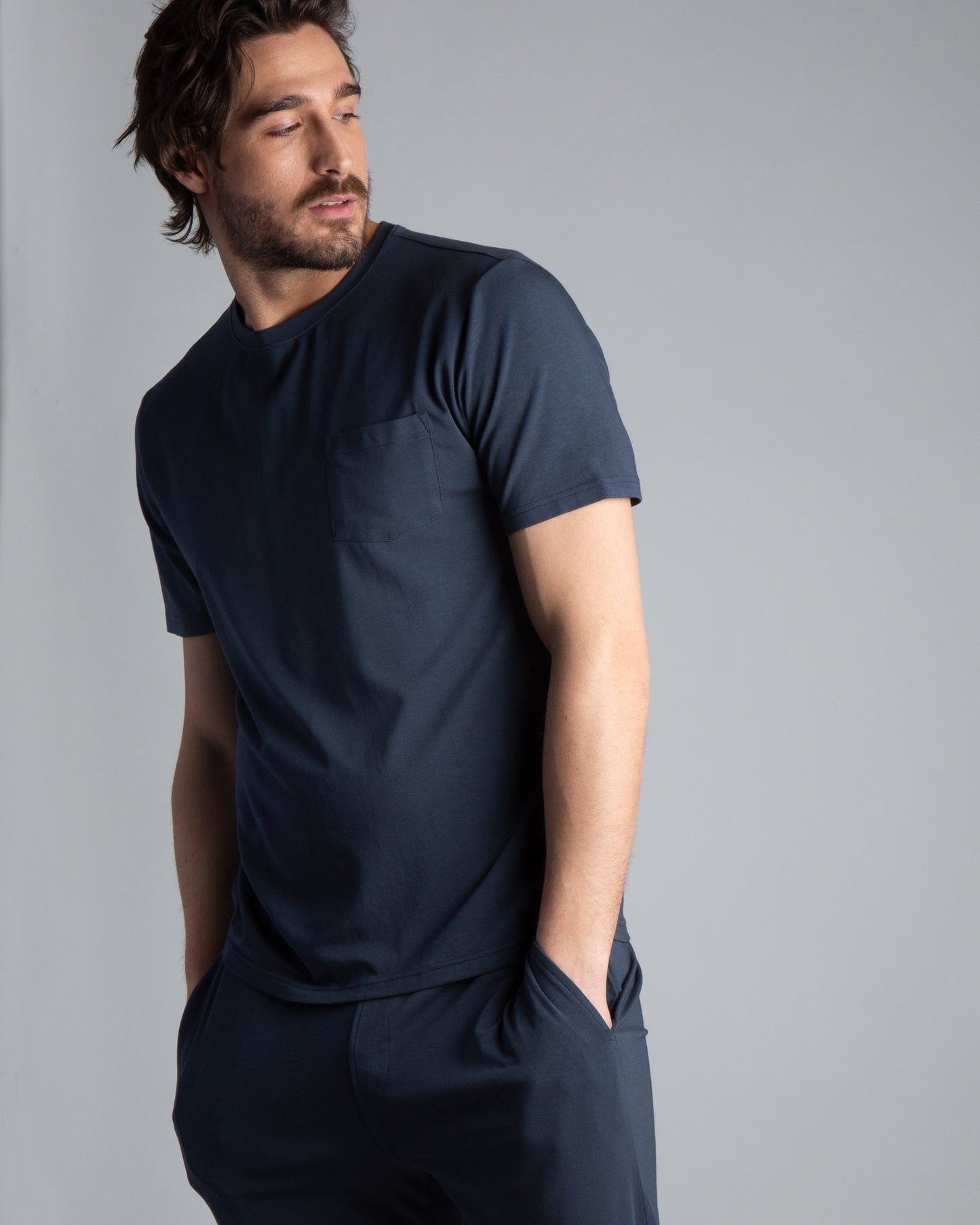 Cotton/Modal Pocket Crew Neck Tee