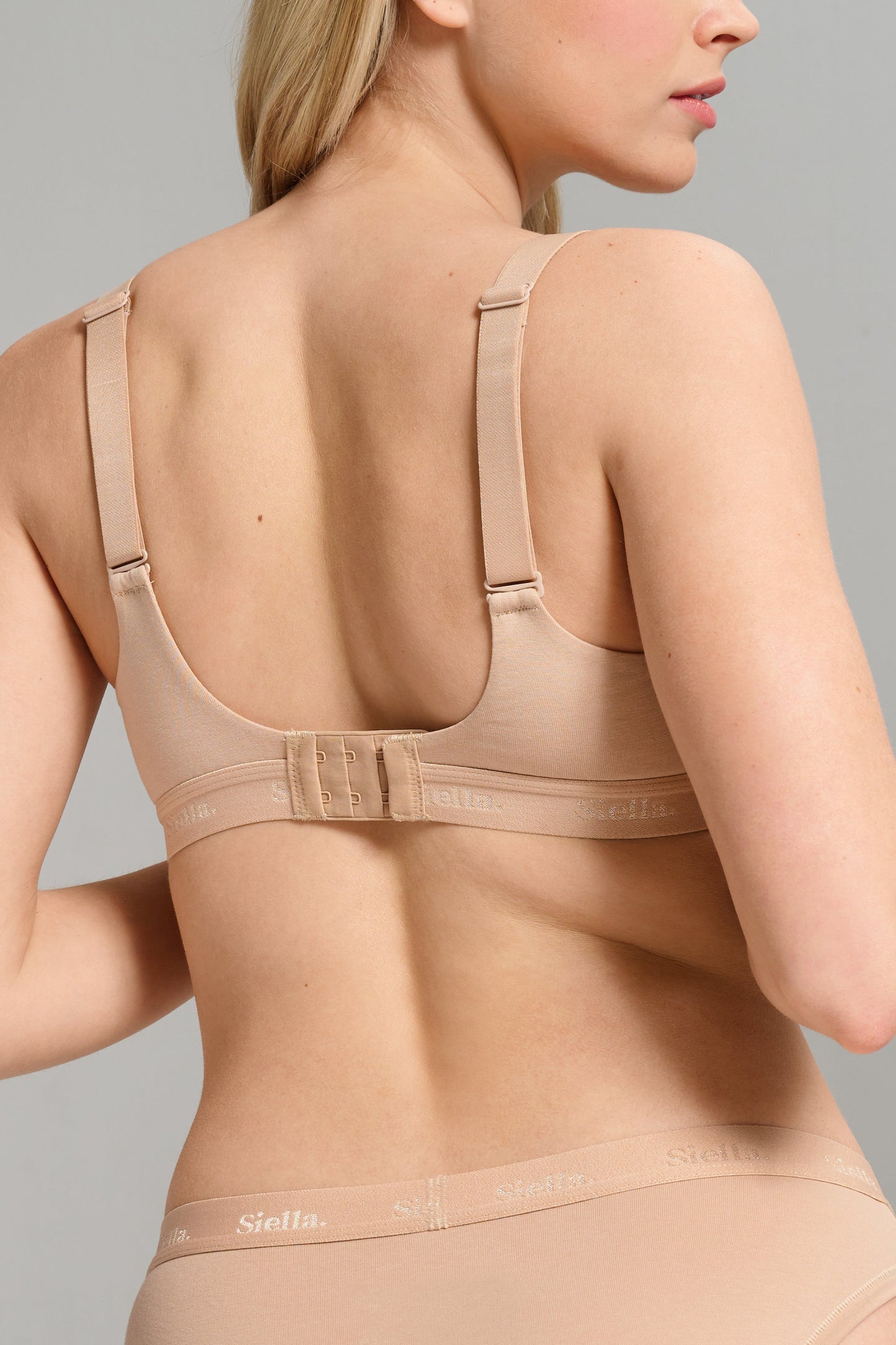 Organic Cotton V-Neck Bra - SIELLA - Color: Beach Beige Beige plage