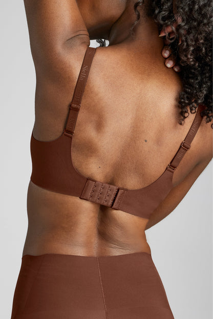 No-Show V-Neck Bra - Siella - Color: Cocoa Cacao