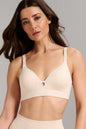 Organic Cotton No-Show V-Neck Foam Bra - Siella - Color: Oatmeal Avoine