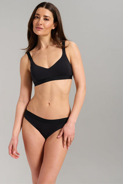 Organic Cotton V-Neck Bra - SIELLA - Color: Black Noir