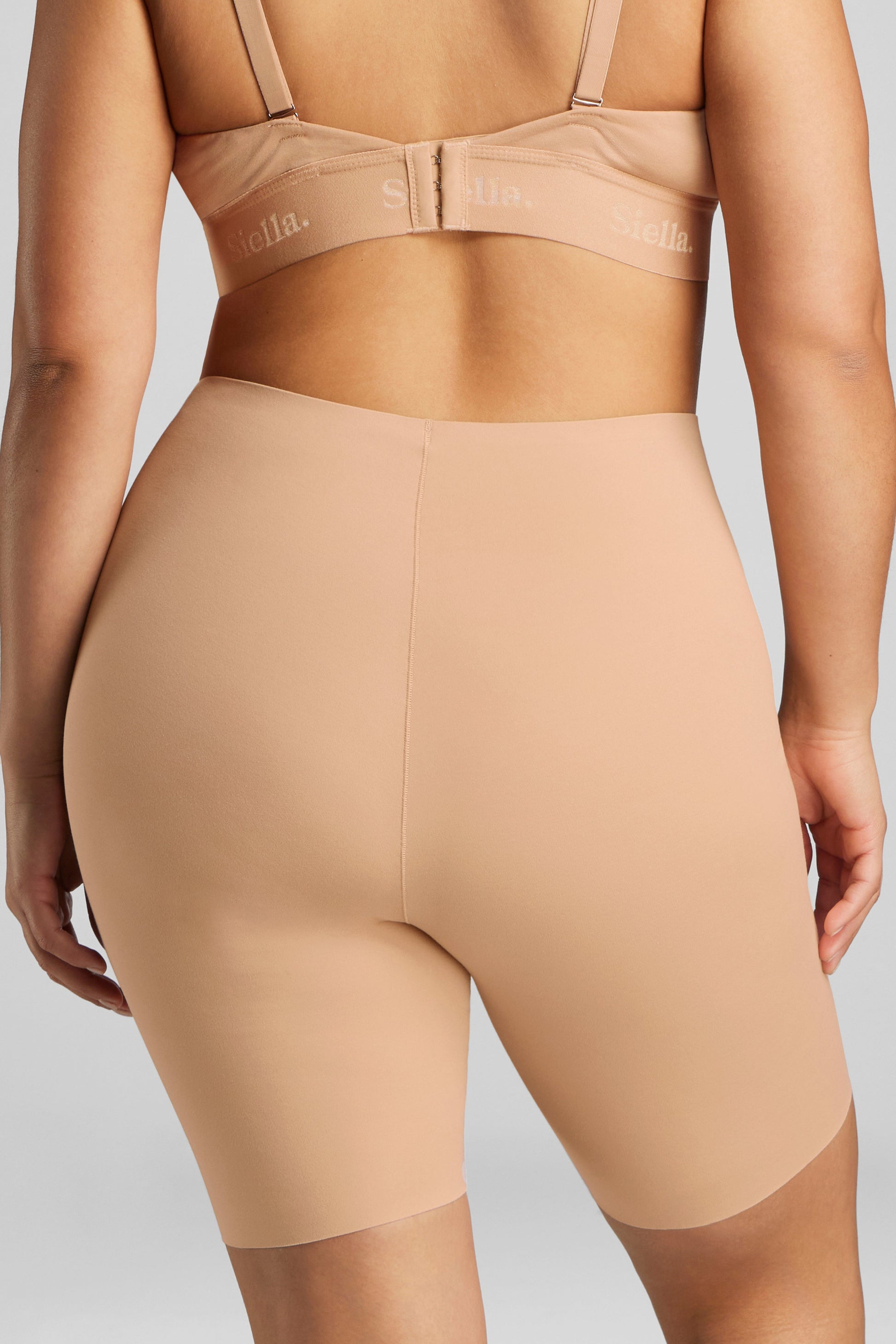 Organic Cotton No-Show Mid-Thigh Short - Siella - Color: Beach Beige Beige plage