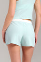 Organic Cotton Rib Boxer Short - Siella - Color: Aqua Mist Aqua