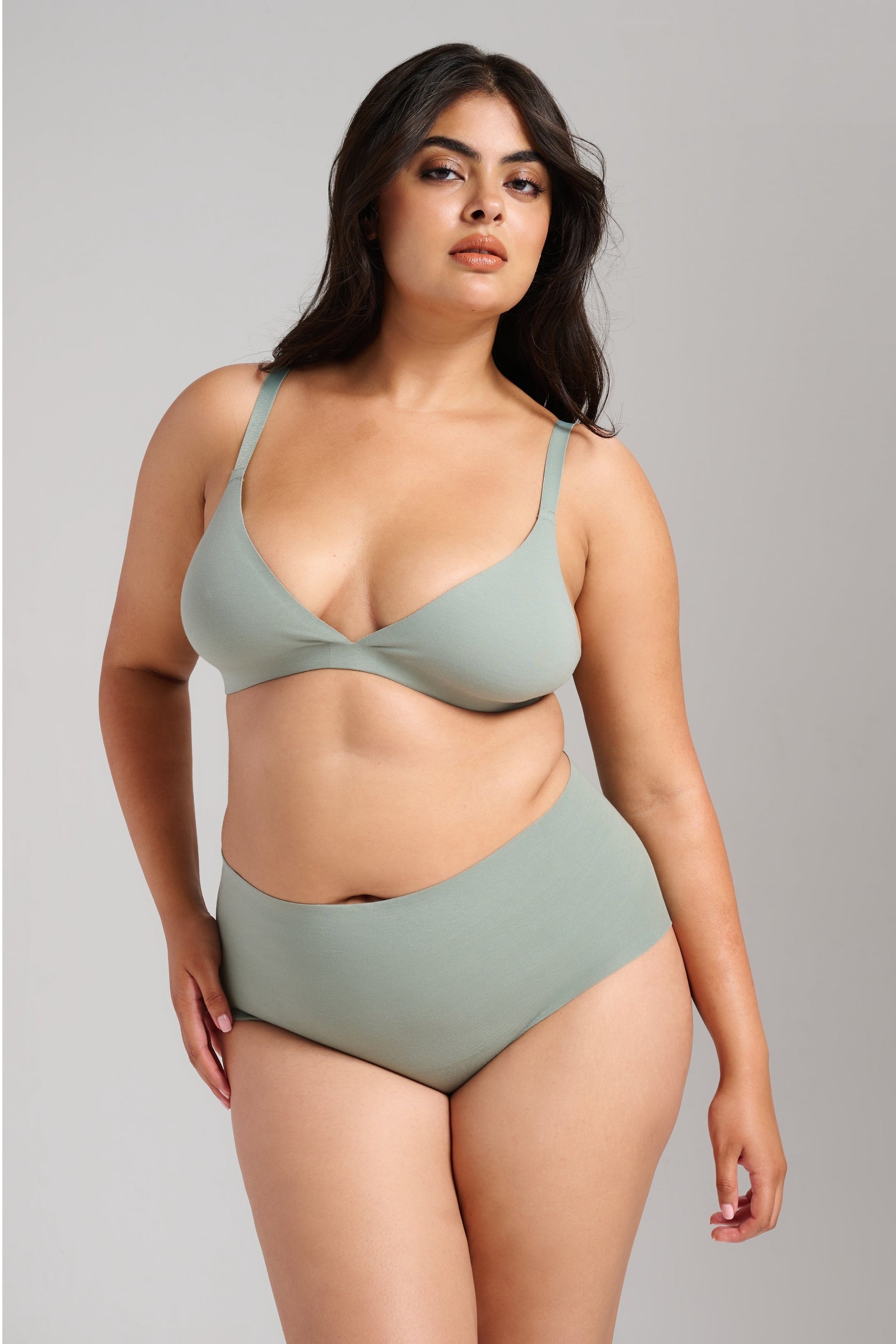 Organic Cotton No-Show Triangle Bra - SIELLA - Color: Sage Sauge