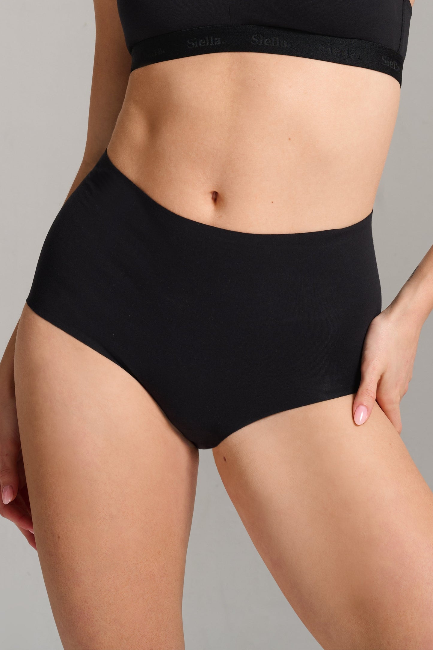 Organic Cotton No - Show High Waist Brief - Siella - Color: Black Noir