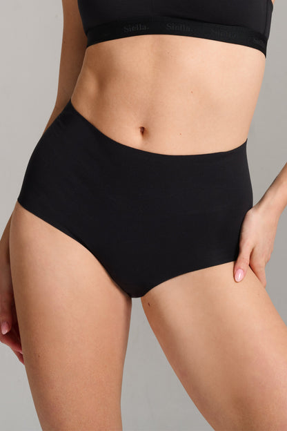 Organic Cotton No - Show High Waist Brief - Siella - Color: Black Noir