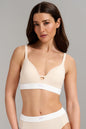 Organic Cotton Rib V-Neck Foam Bra - Siella - Color: Whisper Beige Beige murmure