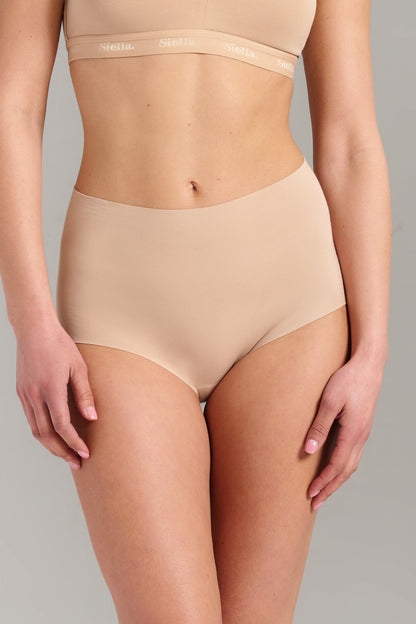 Organic Cotton No - Show High Waist Brief - Siella - Color: Beach Beige Beige plage
