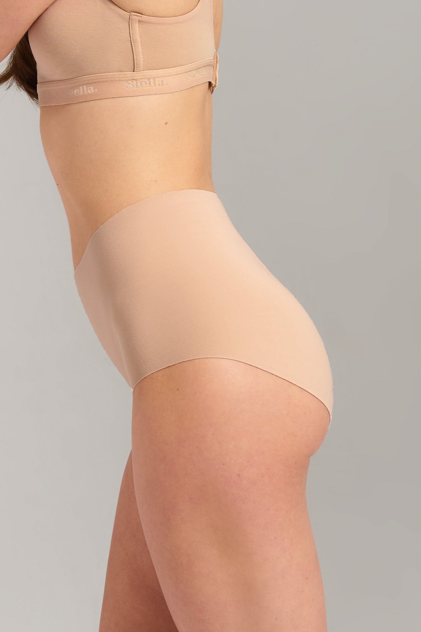 Organic Cotton No - Show High Waist Brief - Siella - Color: Beach Beige Beige plage