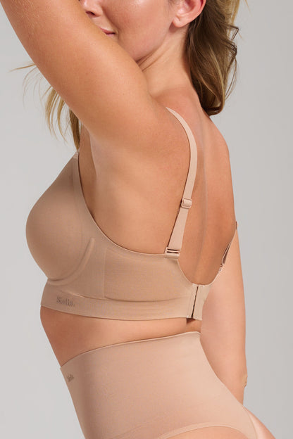 Sculpt V-Neck Bra - SIELLA - Color: Taupe