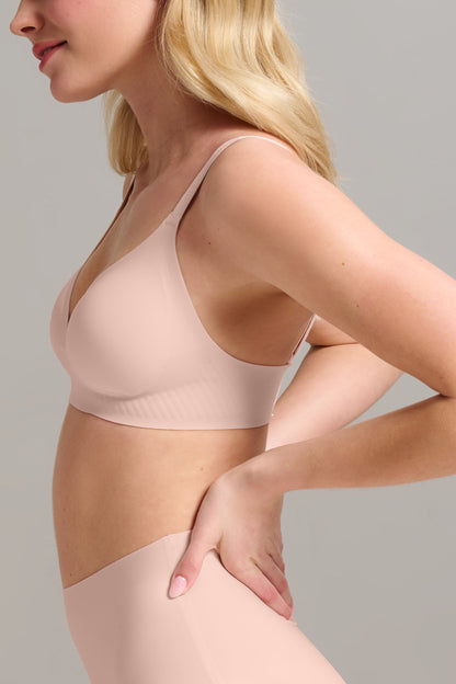 No-Show Triangle Seamless Bra - SIELLA - Color: Barely Pink Rose délicat