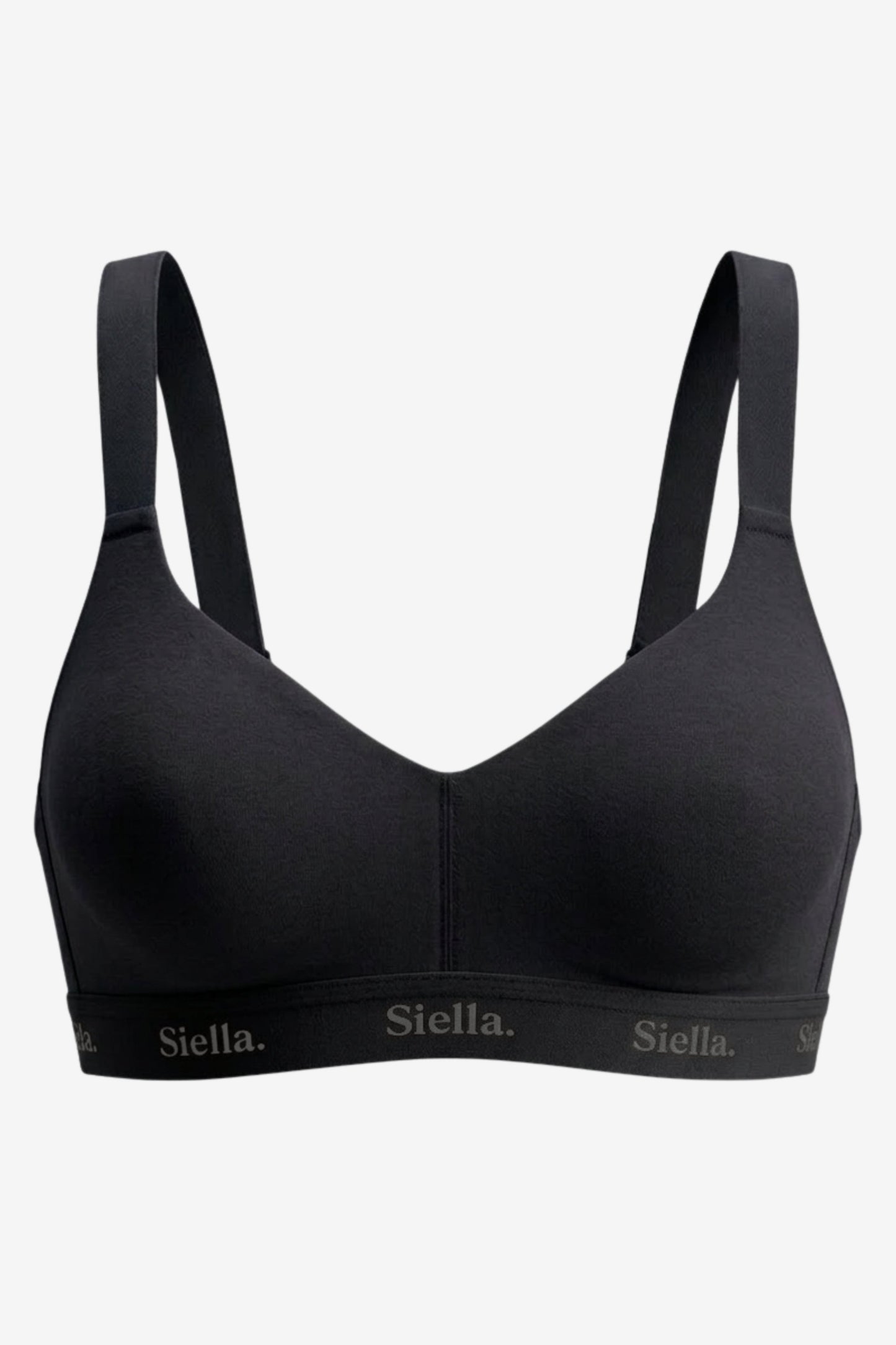 Organic Cotton V-Neck Bra - SIELLA - Color: Black Noir