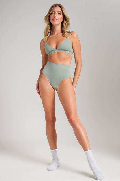 Organic Cotton No-Show Triangle Bra - SIELLA - Color: Sage Sauge
