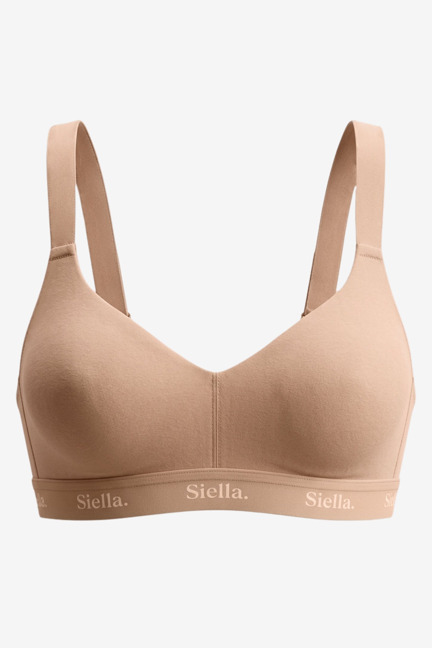Organic Cotton V-Neck Bra - SIELLA - Color: Beach Beige Beige plage