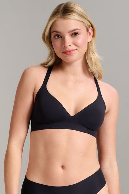 No-Show Triangle Seamless Bra - SIELLA - Color: Black Noir