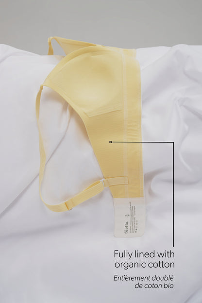 Organic Cotton Rib V-Neck Foam Bra - Siella - Color: Lemonade Limonade