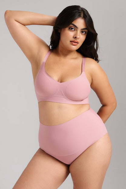 Invisible High Waist Shaping Brief - SIELLA - Color: Dusty Rose Vieux rose