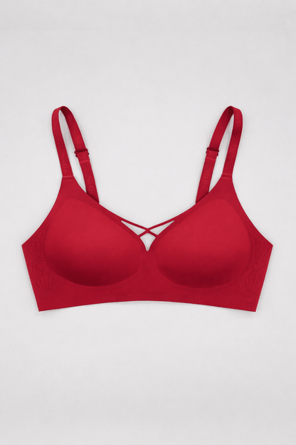 No-Show V-Neck Bra -  Siella - Color: Red Rouge