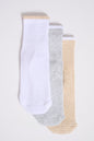 Organic Cotton Ankle Sock 3-Pack - SIELLA - Color: White/Grey Mix/Oatmeal Blanc/Gris chiné/Avoine
