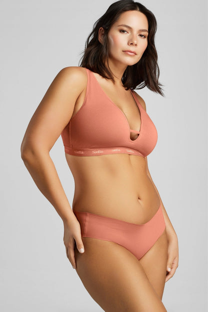 Organic Cotton No-Show Bikini - Siella - Color: Terracotta