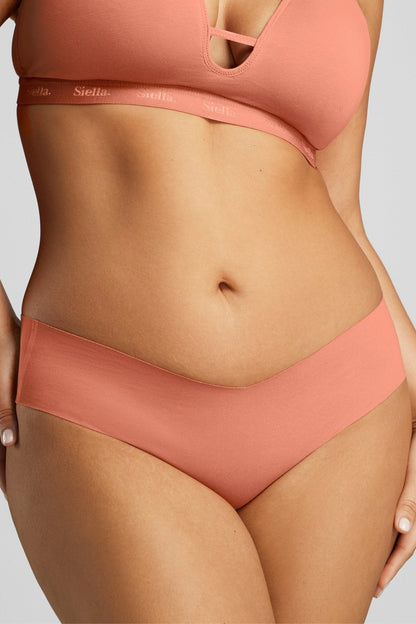 Organic Cotton No-Show Bikini - Siella - Color: Terracotta