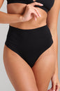 Organic Cotton No-Show Shaping Thong - SIELLA - Color: Black Noir