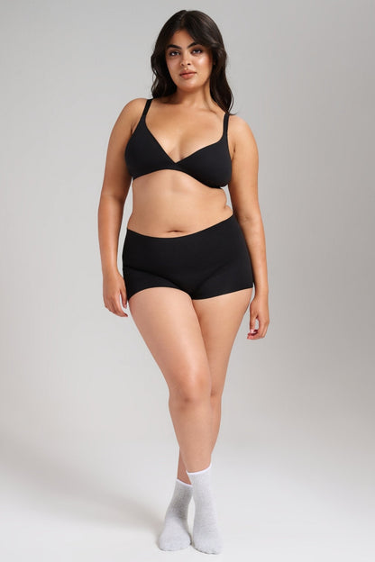 Organic Cotton No-Show Triangle Bra - SIELLA - Color: Black Noir