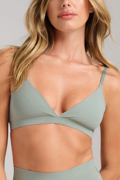 Organic Cotton No-Show Triangle Bra - SIELLA - Color: Sage Sauge