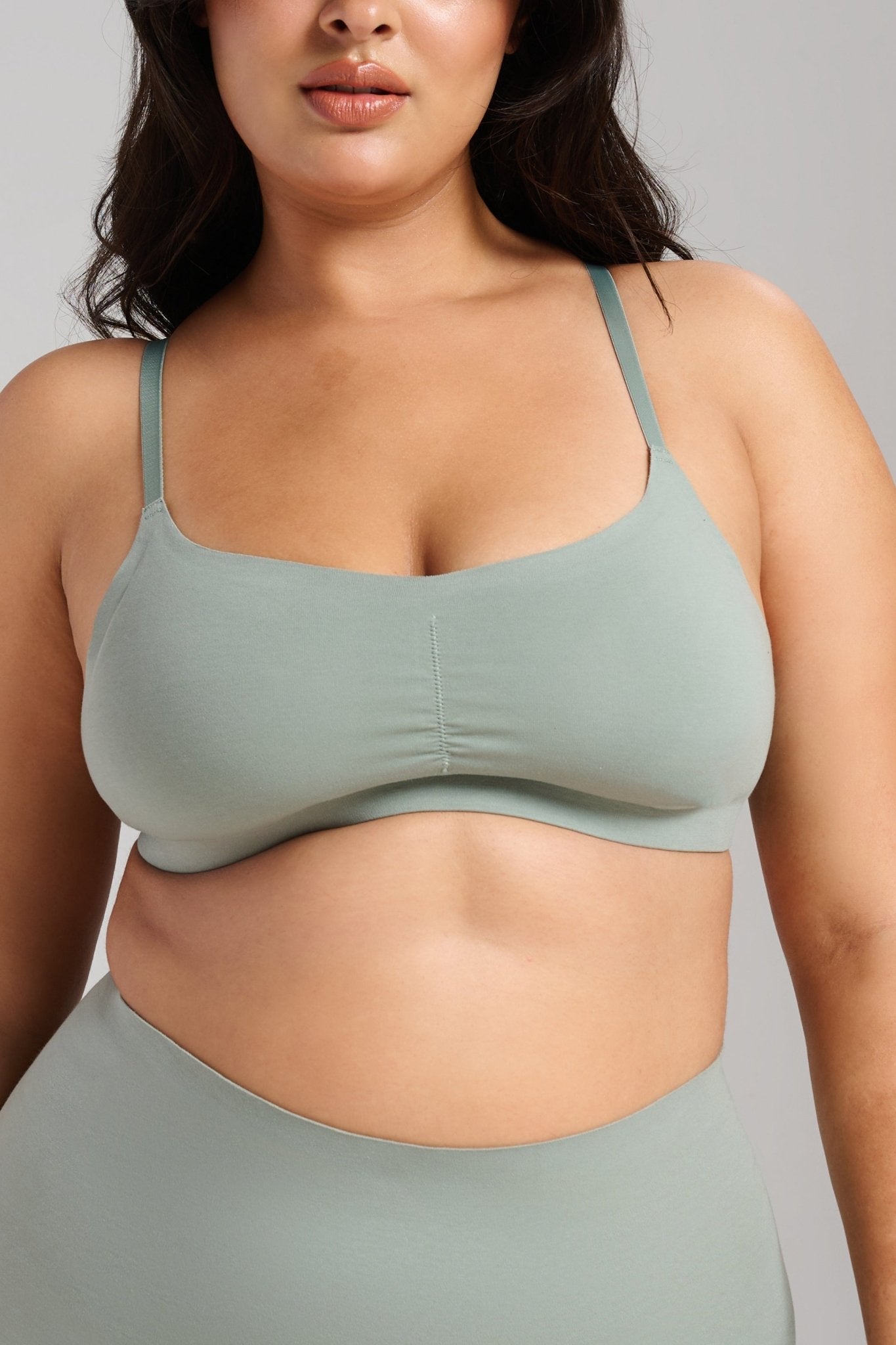 Organic Cotton No - Show V - Scoop Bra - Siella - Color: Sage Sauge