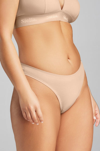 Organic Cotton Thong - SIELLA - Color: Beach Beige Beige plage