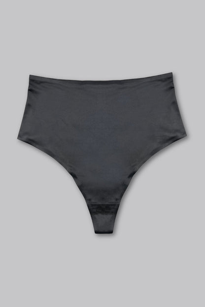 Smooth Satin Thong - Siella - Color: Black Noir