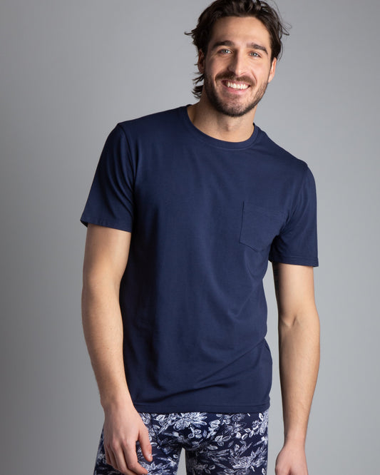 Cotton/Modal Pocket Crew Neck Tee