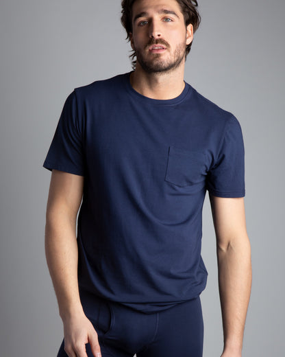 Cotton/Modal Pocket Crew Neck Tee