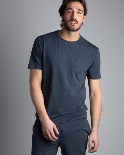 Cotton/Modal Pocket Crew Neck Tee
