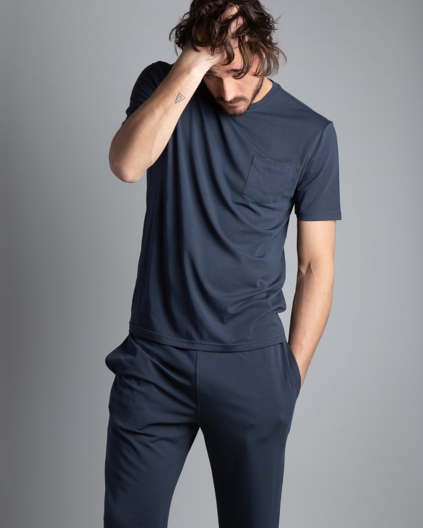 Cotton/Modal Pocket Crew Neck Tee