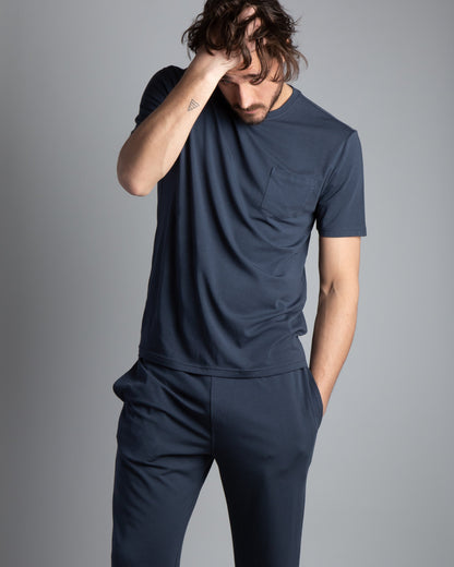 Cotton/Modal Pocket Crew Neck Tee