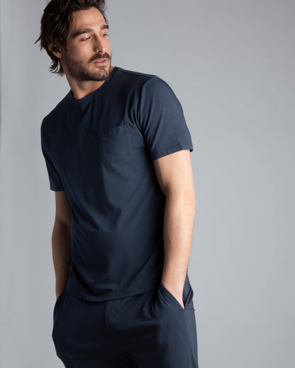 Cotton/Modal Pocket Crew Neck Tee